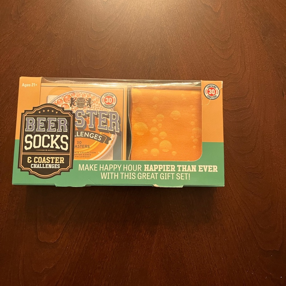 Gift set one pair of socks and beer coasters game 🍻🍺🧦